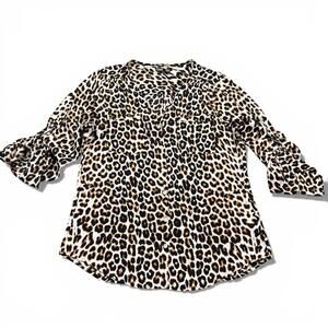 Express Leopard Print Blouse Top Womens Size Small Button Up Designer Shirt
